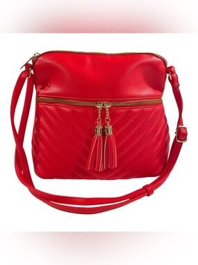 MKF Collection Winnie Crossbody Bag Shoulder Bag Vegan Leather Tassels 10 X 9.2